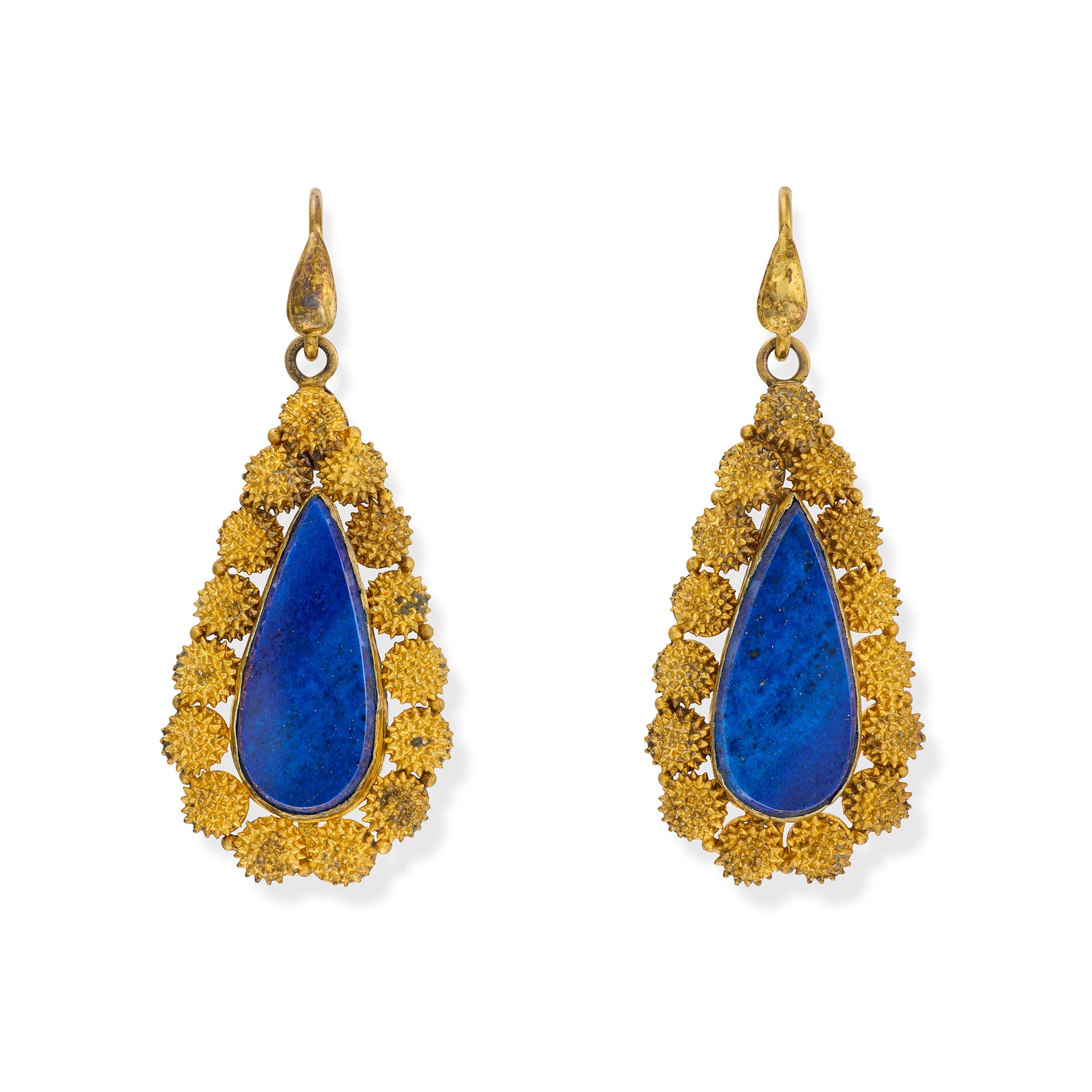 Vintahe 18ct Gold & Lapis Lazuli Drop Earrings - Wildsmith Jewellery