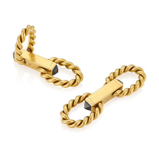 Vintage 18ct Gold & Sapphire Cufflinks - Wildsmith Jewellery