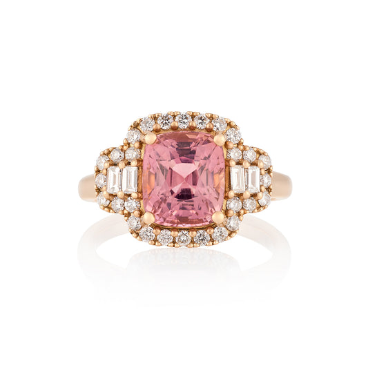 Rose Gold Tourmaline a Diamond Ring