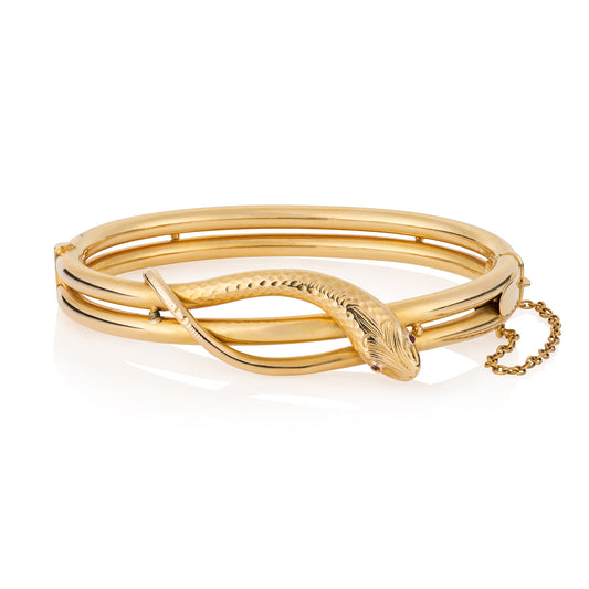 Antique 18ct Gold Snake Bangle, French