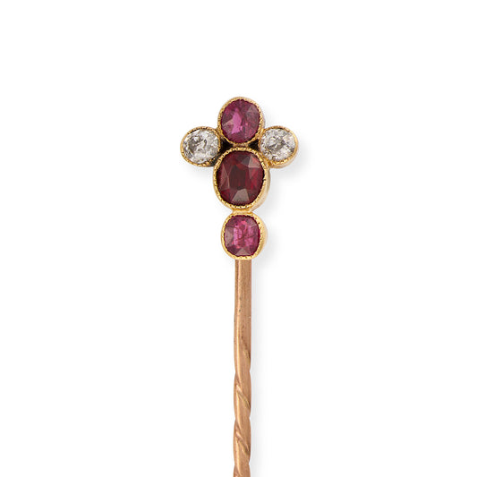 Burma Ruby & Diamond Stickpin