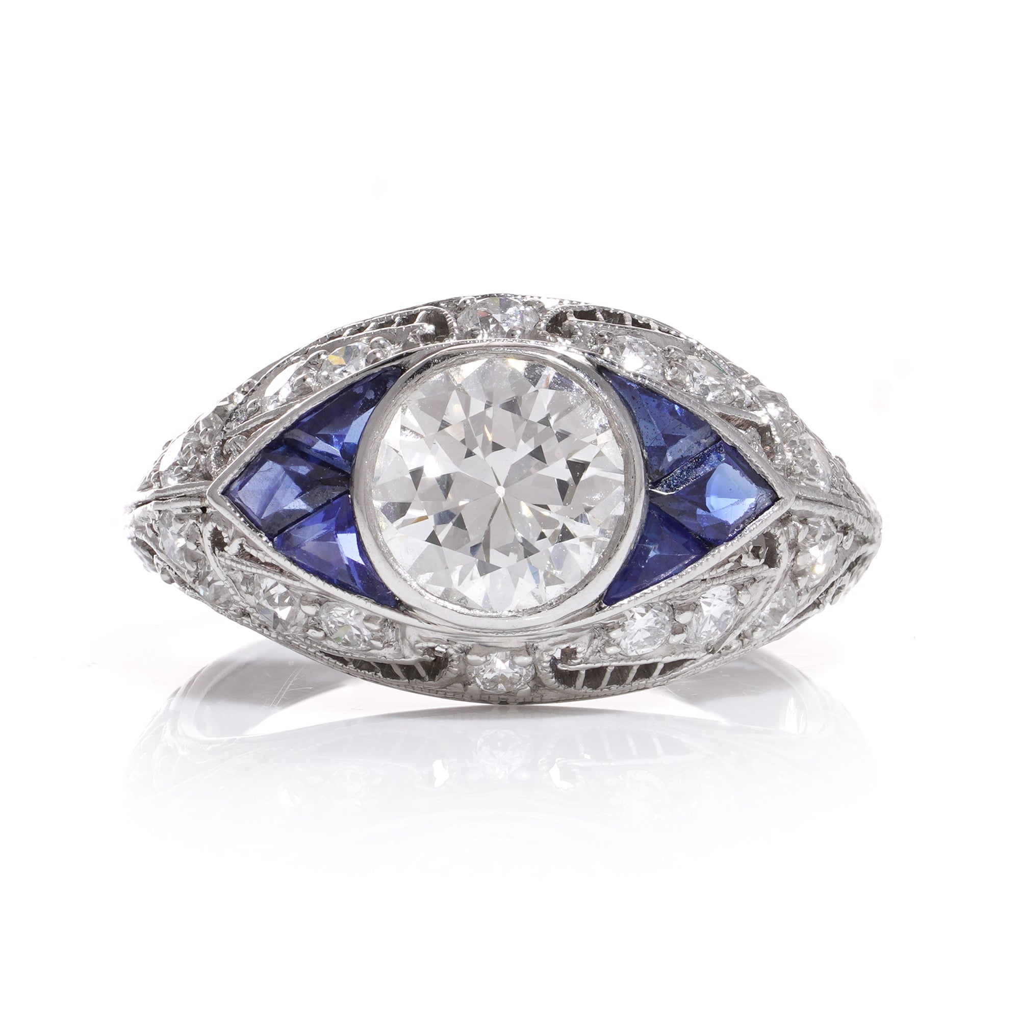 Edwardian Sapphire & Diamond Ring - Wildsmith Jewellery