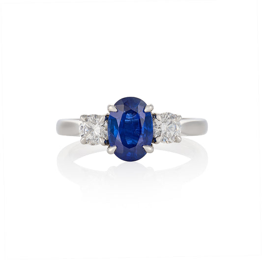 Sapphire & Diamond Three Stone Ring
