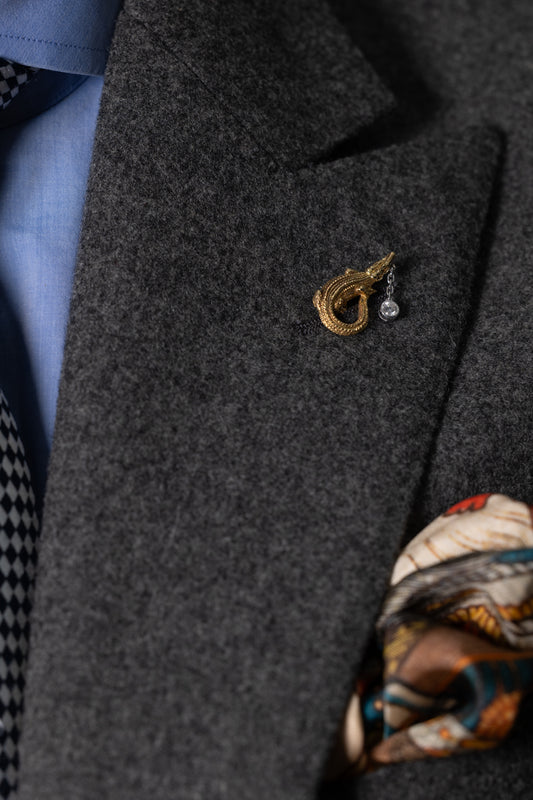 18ct Gold & Diamond Alligator Stickpin - Wildsmith Jewellery