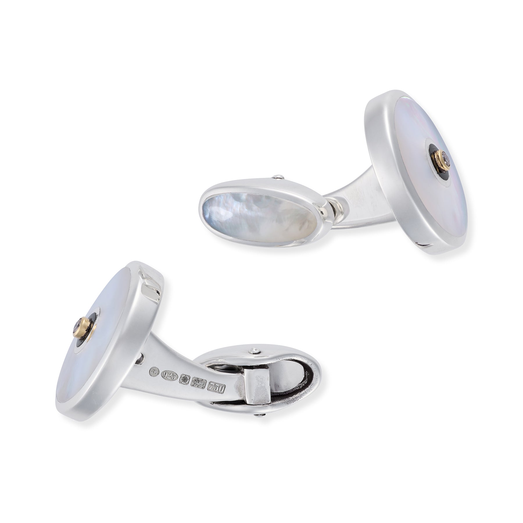 Diamond, Onyx,  Mother of Pearl & Diamond Round Dress Set - Wildsmith Jewellery