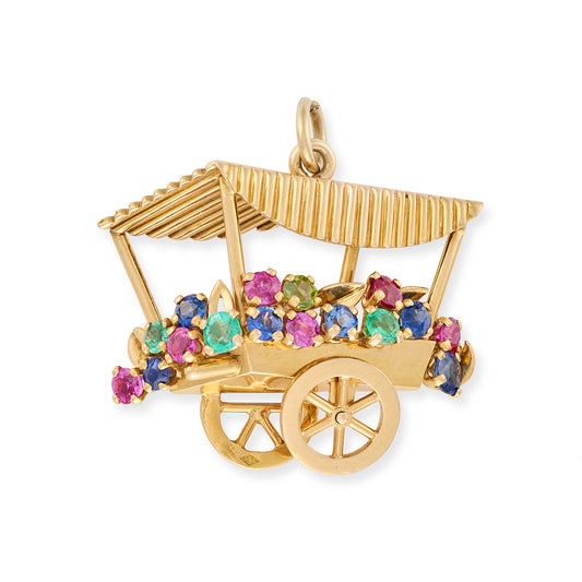 Multi Gemstone Flower Stall Pendant, French - Wildsmith Jewellery