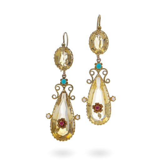 Victorian Citrine Drop Earrings - Wildsmith Jewellery