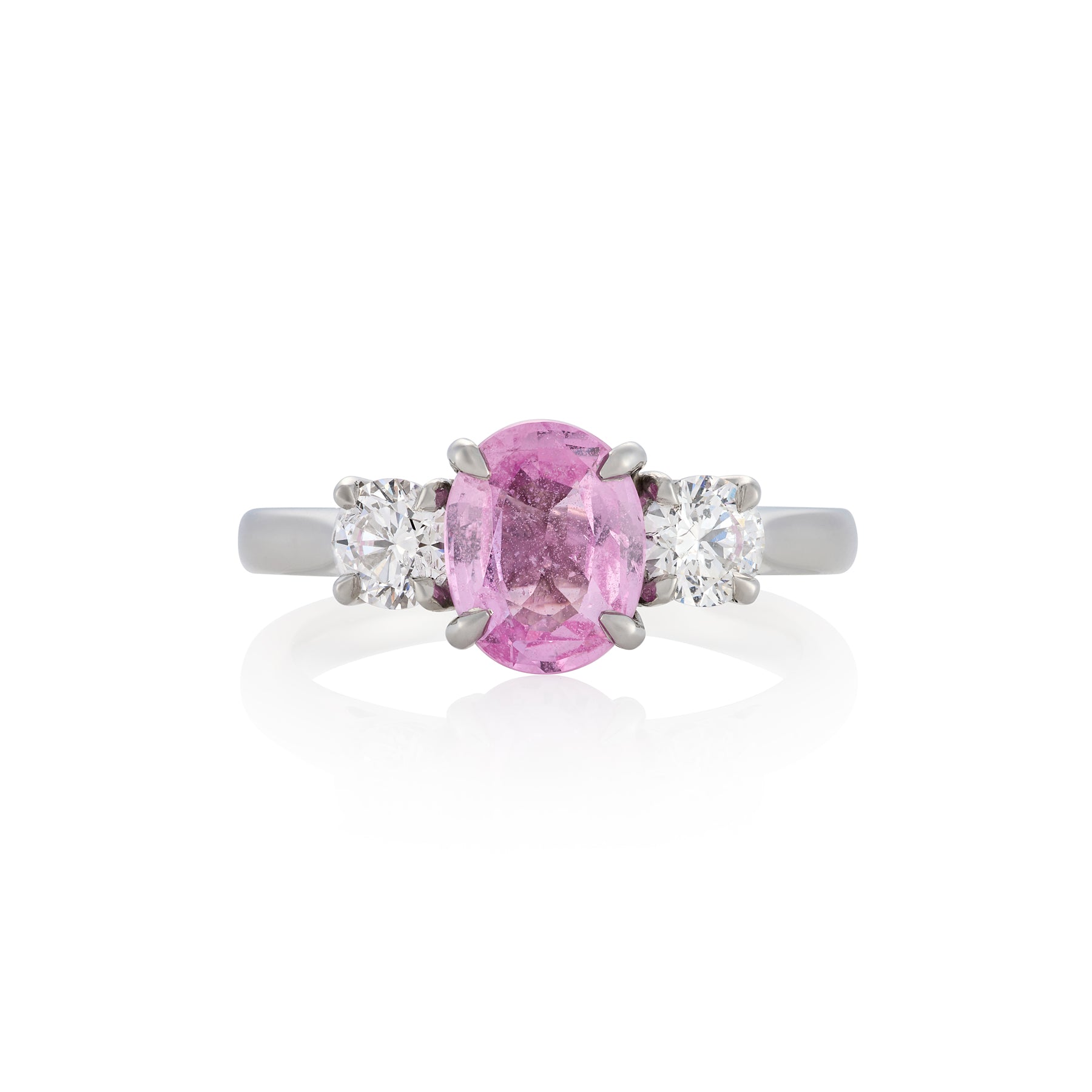 Pink Sapphire and Diamond Platinum Ring - Wildsmith Jewellery