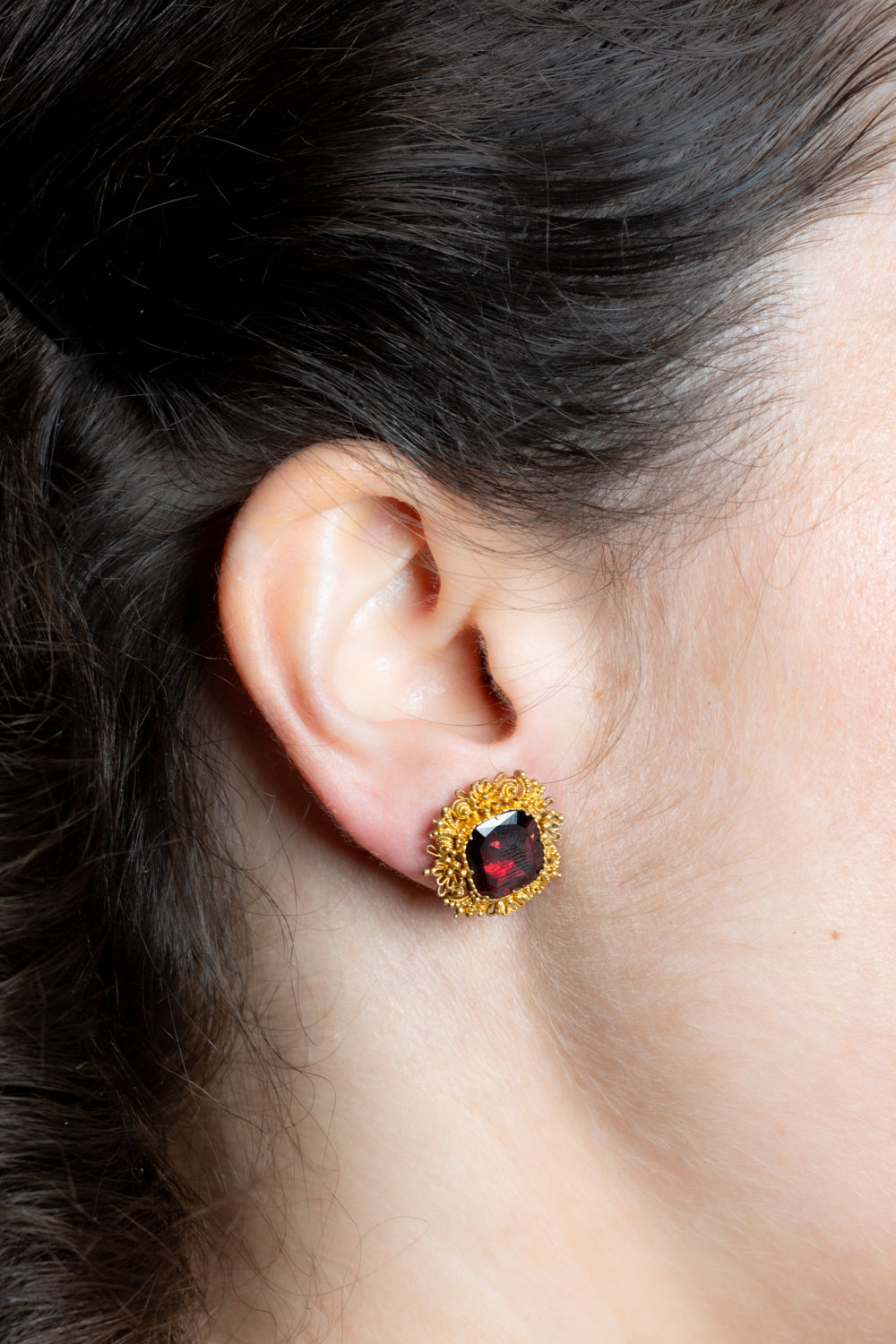 Regency Gold & Garnet Earrings