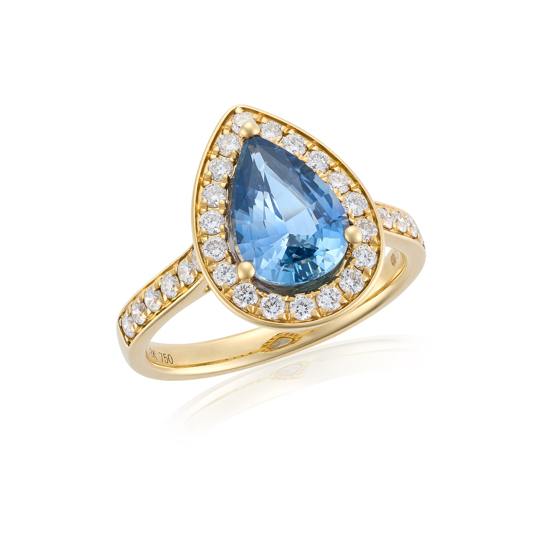 2.07cts Pear Cut sapphire & Diamond Cluster Ring - Wildsmith Jewellery
