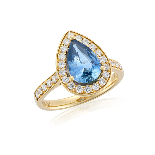 2.07cts Pear Cut sapphire & Diamond Cluster Ring - Wildsmith Jewellery