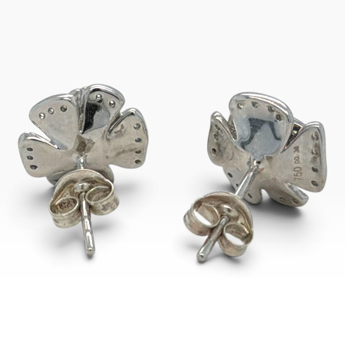 18ct White Gold Diamond Rose Stud Earrings