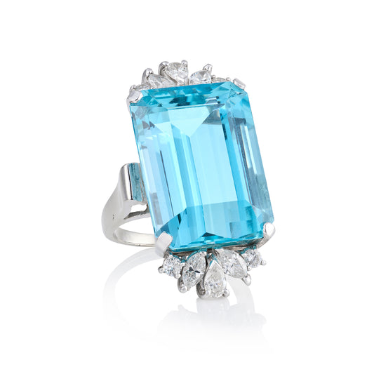 25.54ct Aquamarine and Diamond Ring