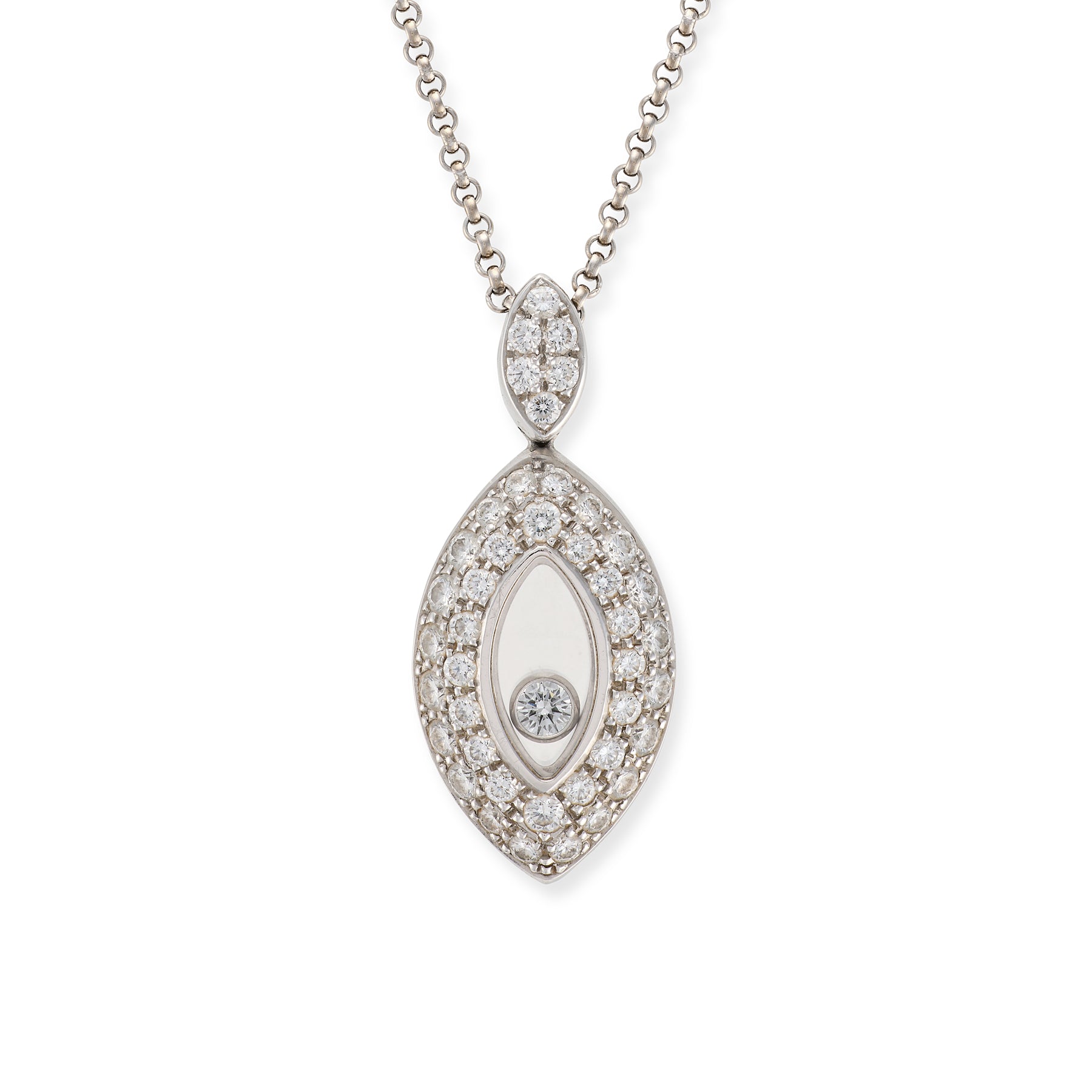 Chopard 18k White Gold Happy Diamond Marquise Necklace