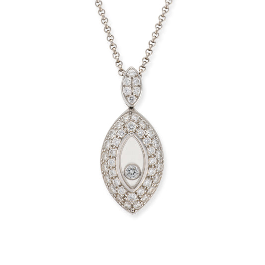 Chopard 18k White Gold Happy Diamond Marquise Necklace