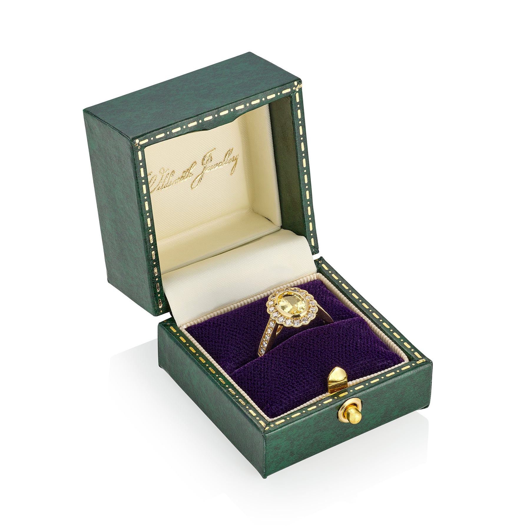 1.36cts Oval Golden Sapphire & Diamond Cluster Ring - Wildsmith Jewellery