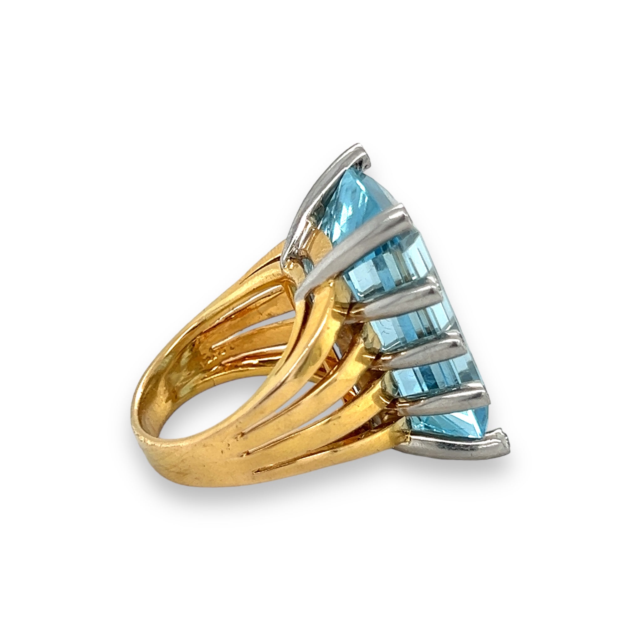 Retro Aquamarine and Diamond Cocktail Ring - Wildsmith Jewellery