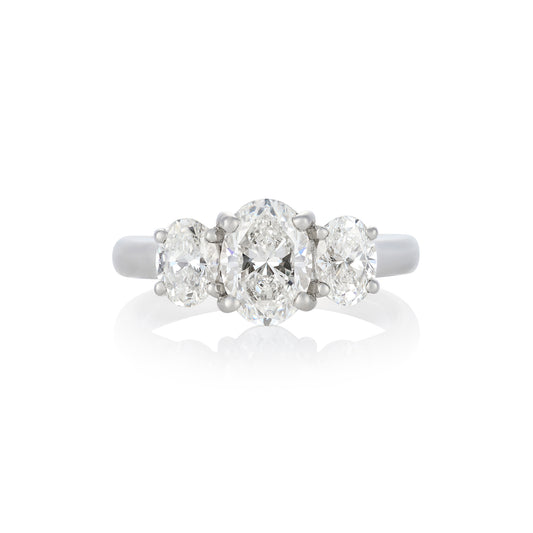 2ct GIA Certified Oval Diamond Three Stone Ring - Wildsmith Jewellery