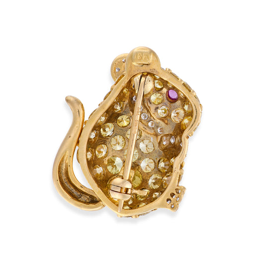 Vintage Yellow Diamond Mouse Brooch - Wildsmith Jewellery