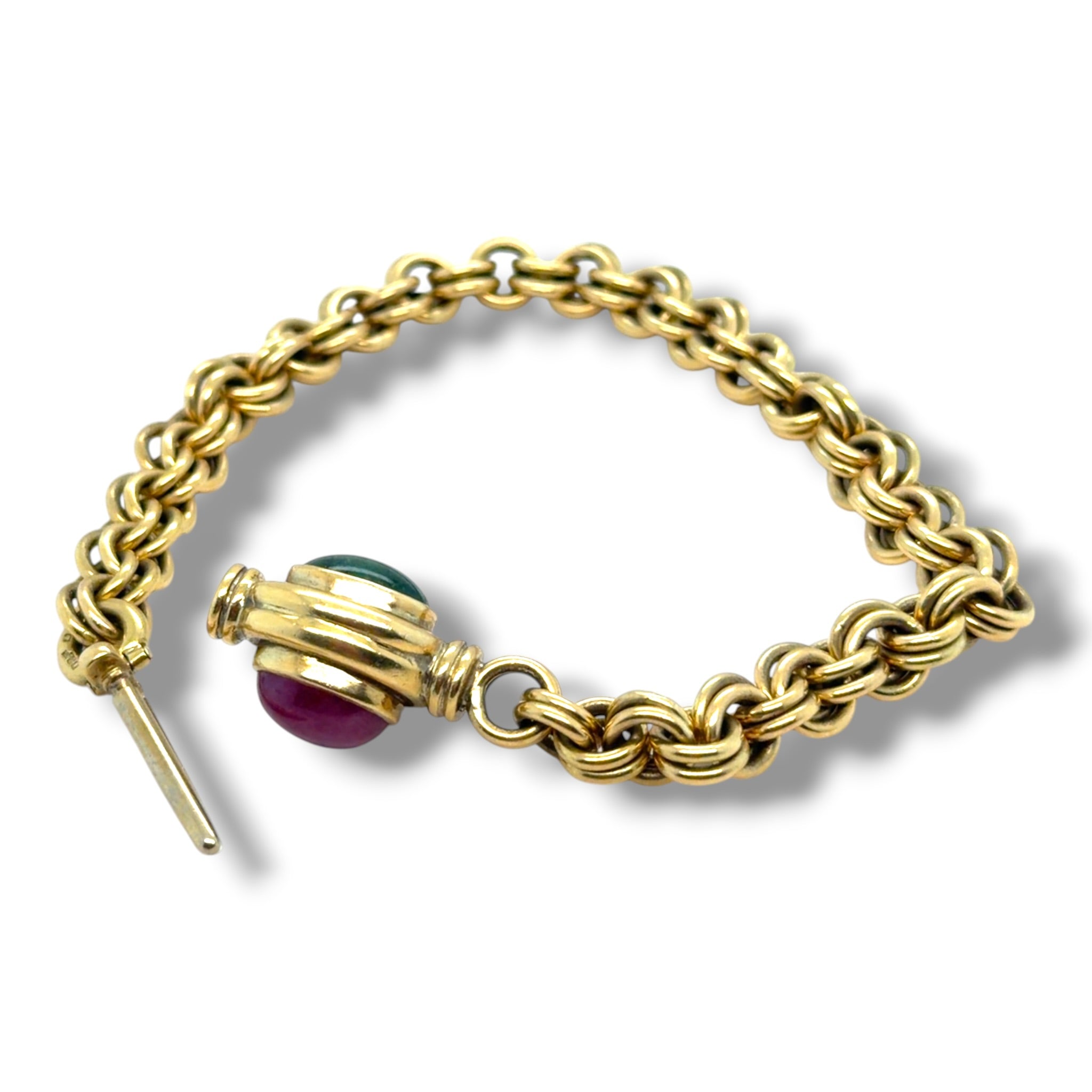 Vintage 18ct Gold Ruby & Emerald Bracelet