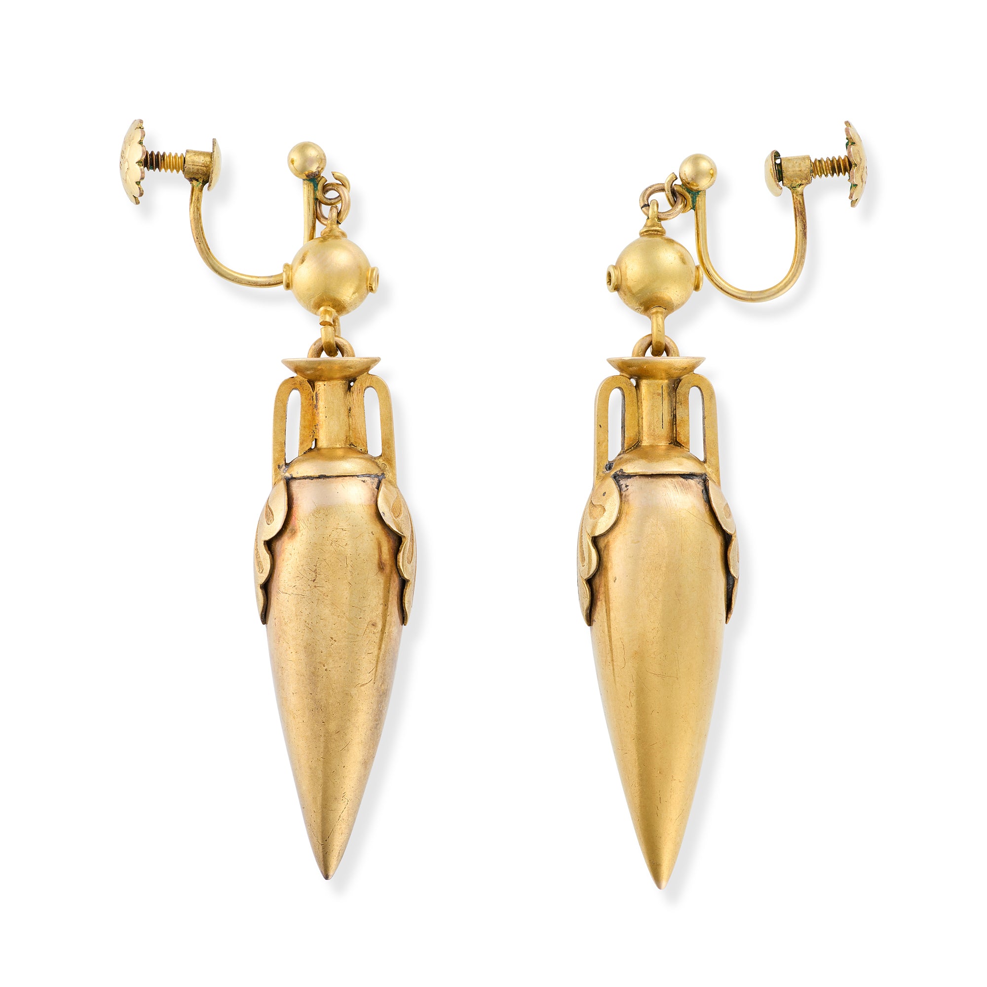 Victorian 18ct Gold & Garnet Urn Earrings, Circa 1850