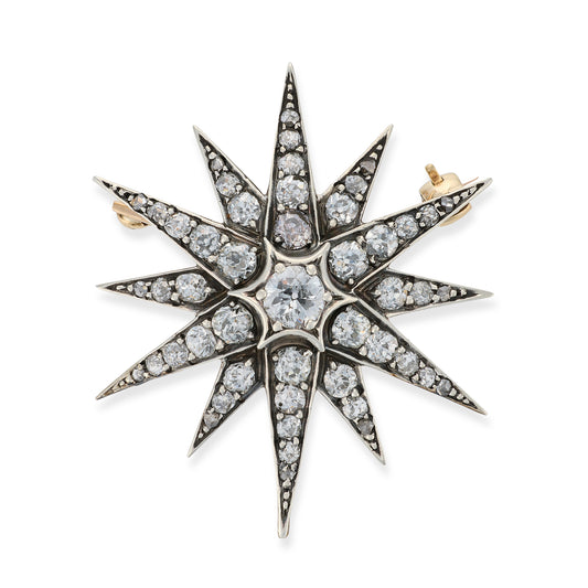 Victorian Diamond Star Brooch / Pendant - Wildsmith Jewellery