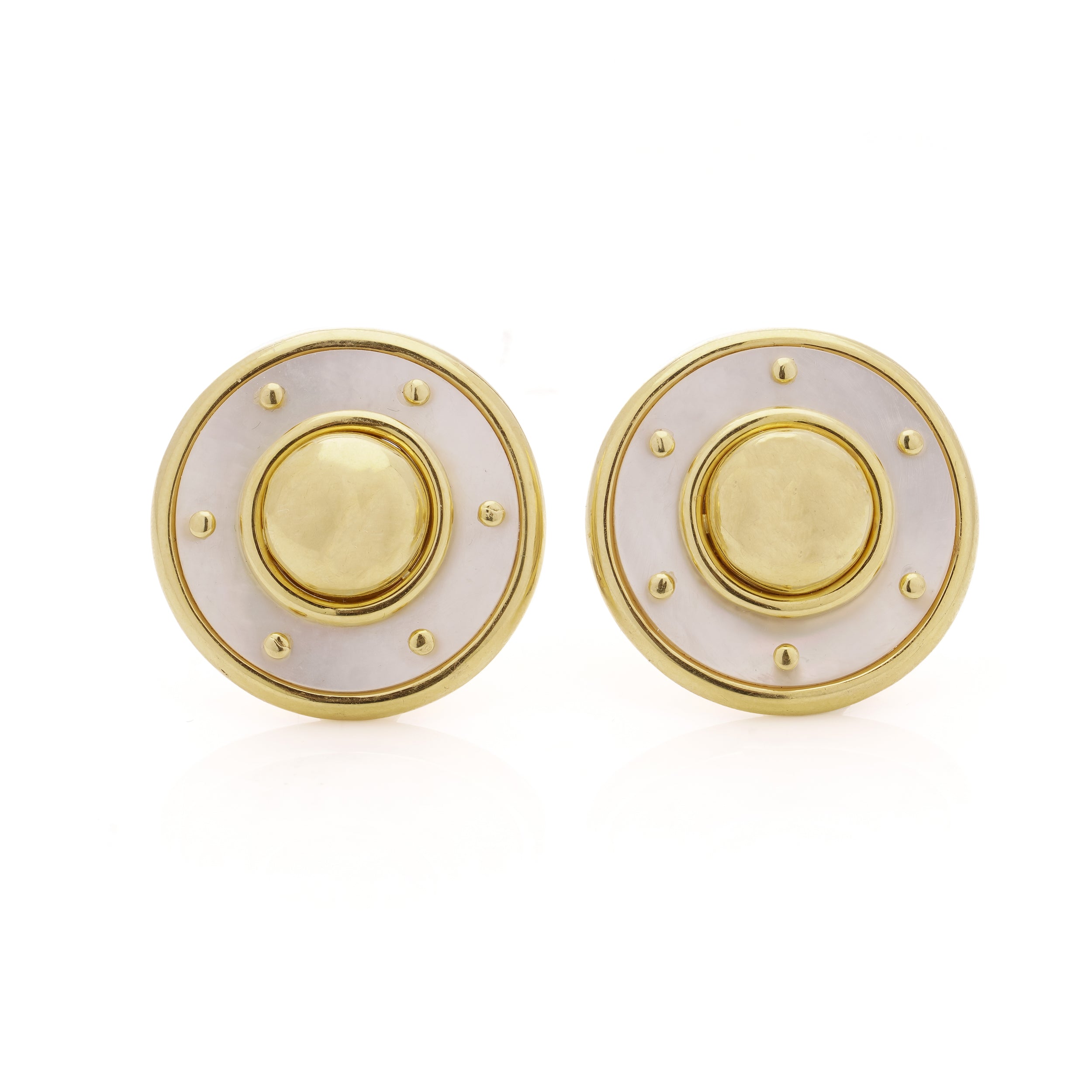 Large 18ct Gold & Mother of Pearl Earrings - Wildsmith Jewellery