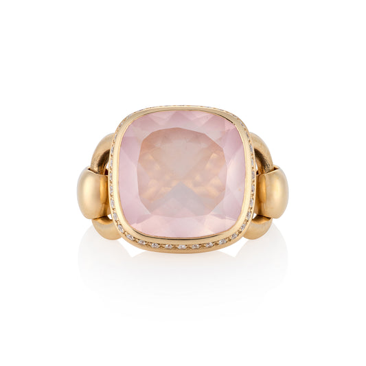 18ct Rose Gold, Rose Quartz & Diamond Ring by Poiray - Wildsmith Jewellery