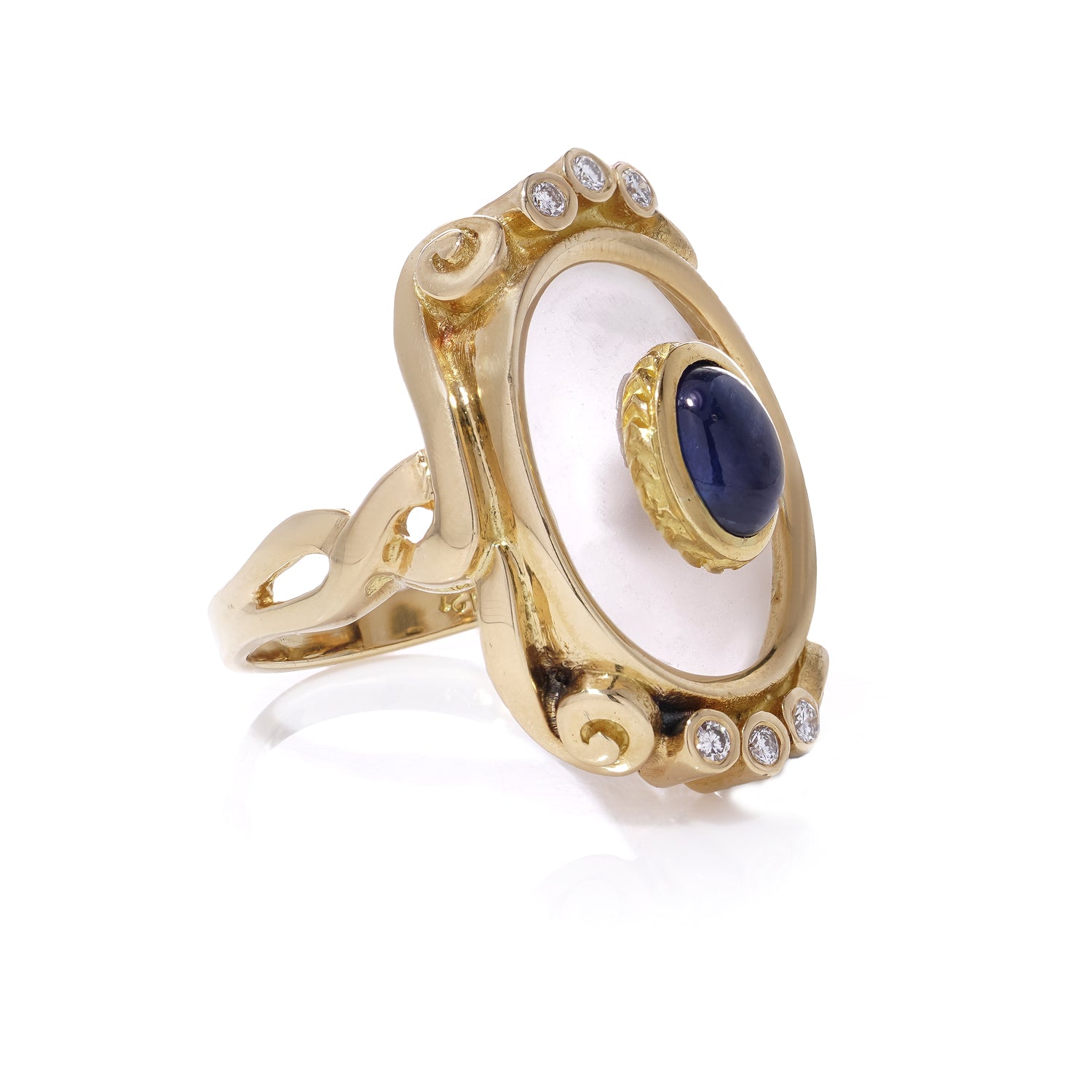 Sapphire, Diamond & Rock Crystal Ring by Lalaounis