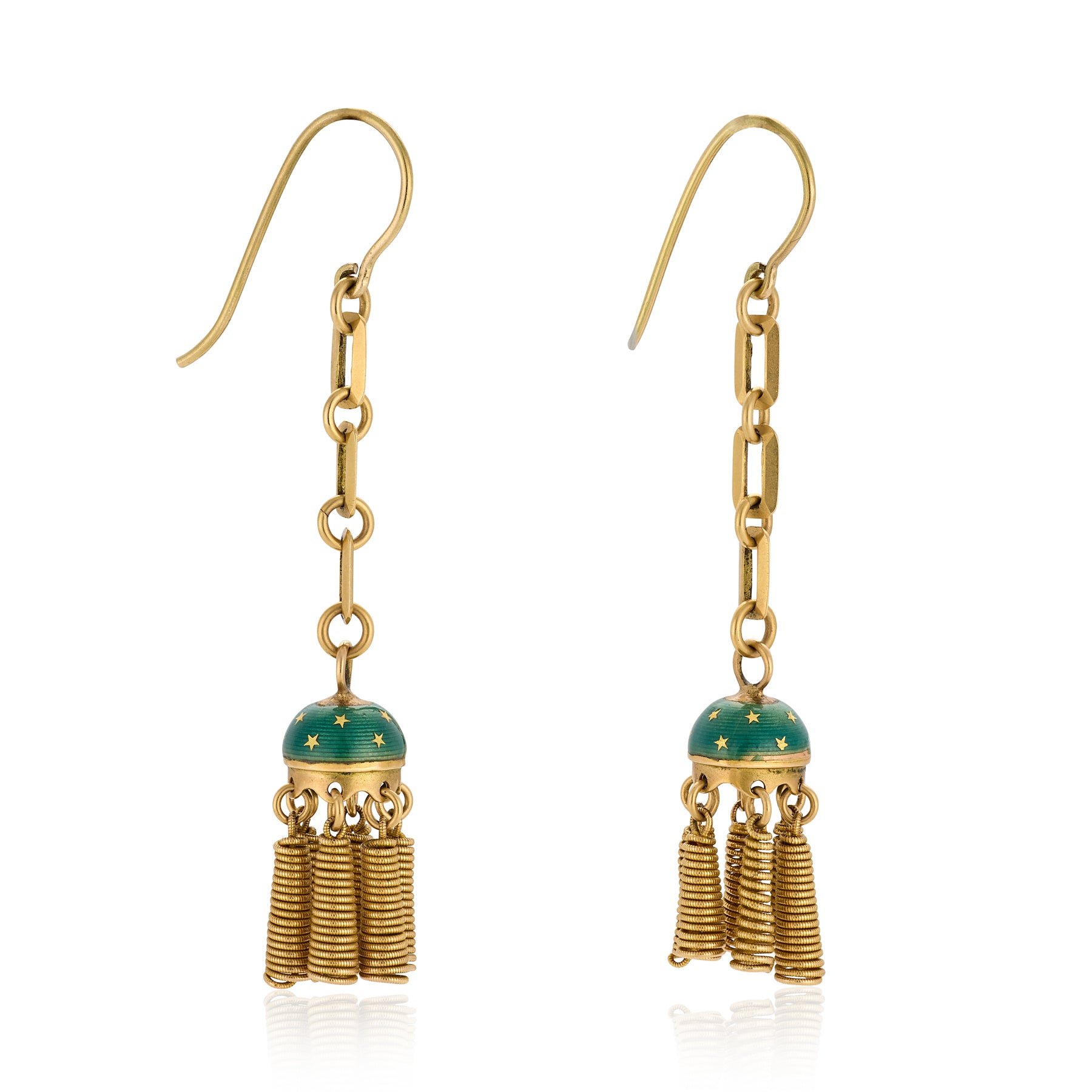 Victorian Gold & Enamel Celestial Earrings
