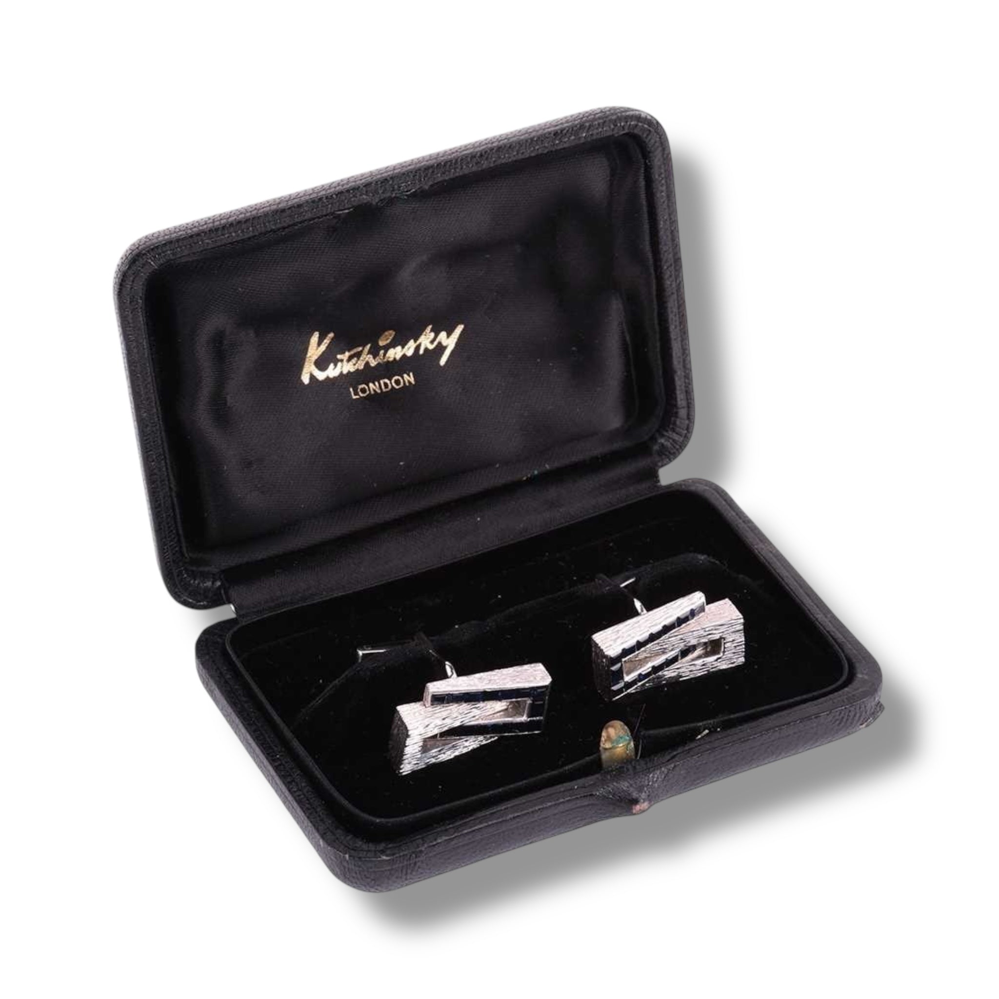 18ct White Gold & Sapphire Cufflinks by Kutchinsky