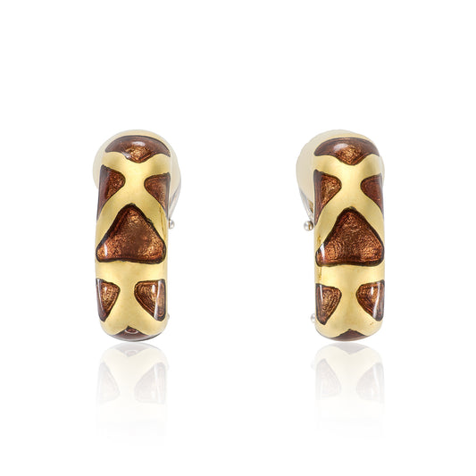 Gold & Enamel 'Giraffe' Earrings by Roberto Coin