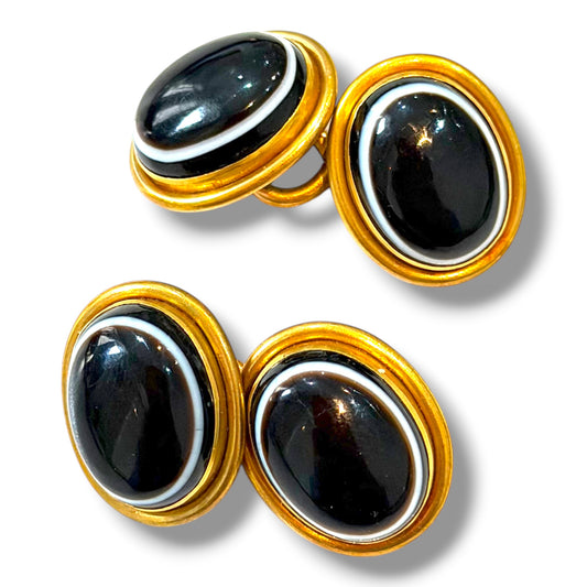 Antique 18ct Bullseye Agate Dress Set - Wildsmith Jewellery