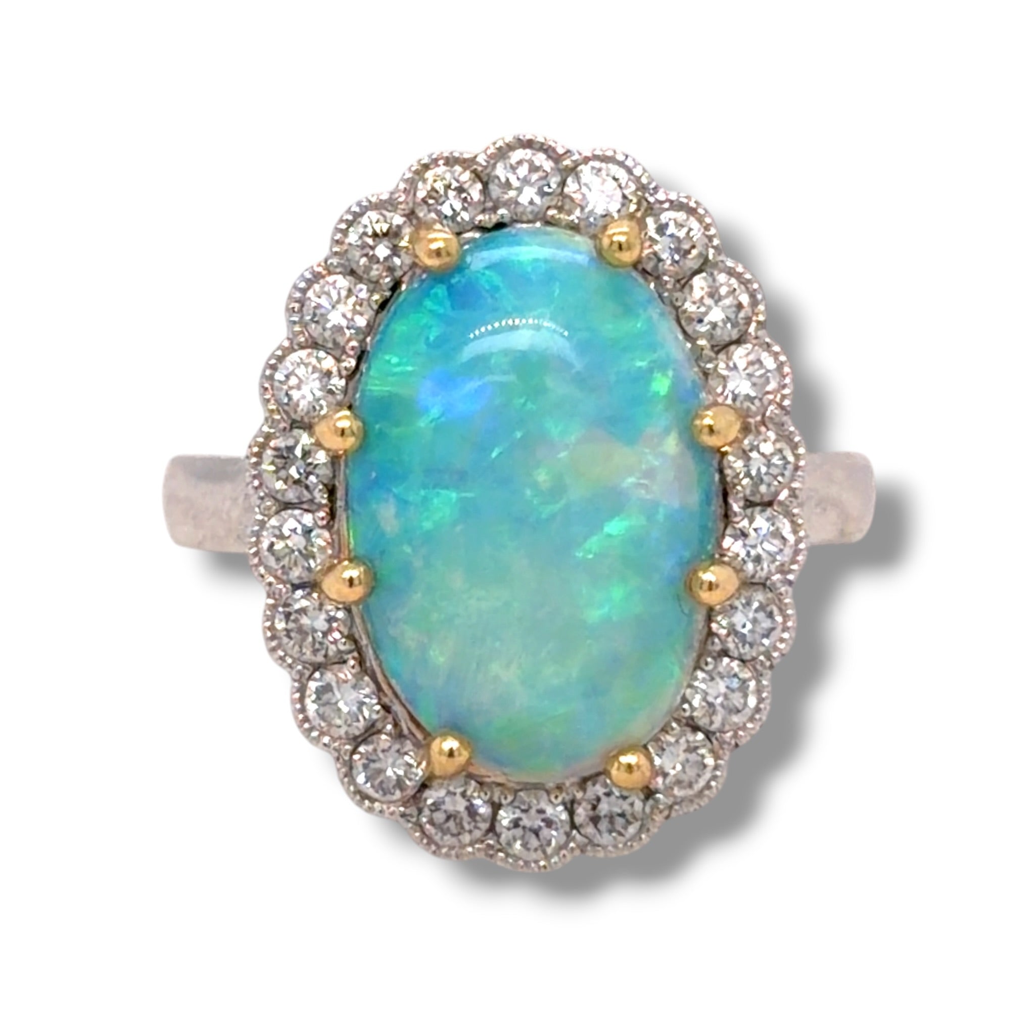 Opal & Diamond Cluster Ring