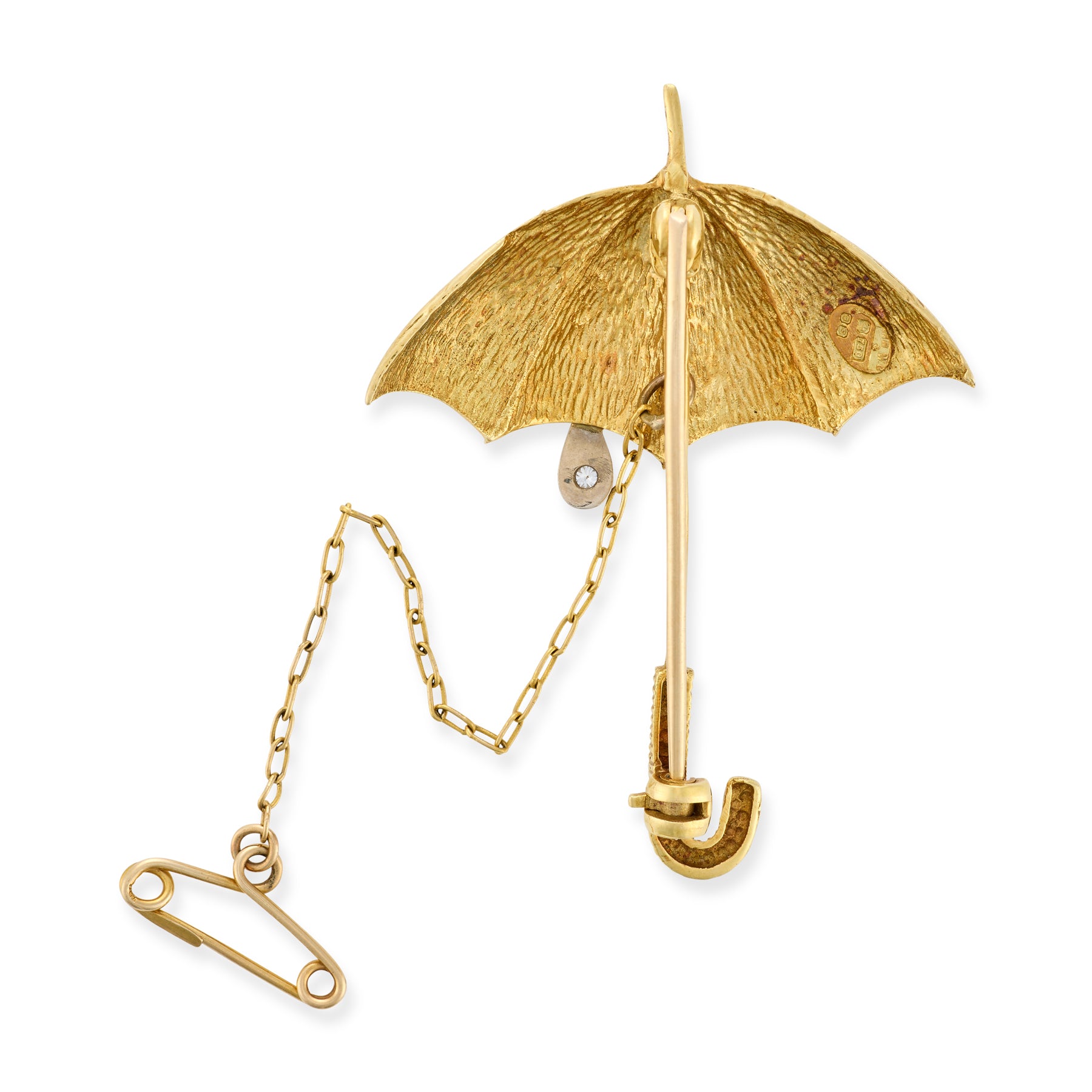 Vintage Gold & Diamond Umbrella Brooch - Wildsmith Jewellery