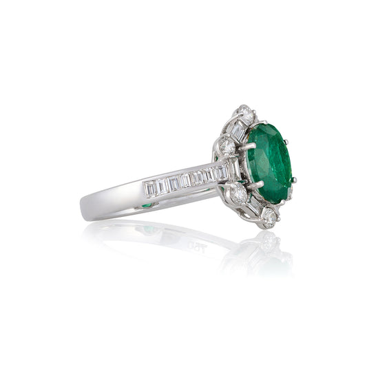 Emerald & Diamond Cluster Ring - Wildsmith Jewellery
