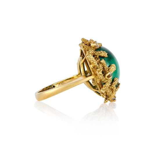 1970's Malachite & Diamond Ring by Ben Rosenfeld - Wildsmith Jewellery