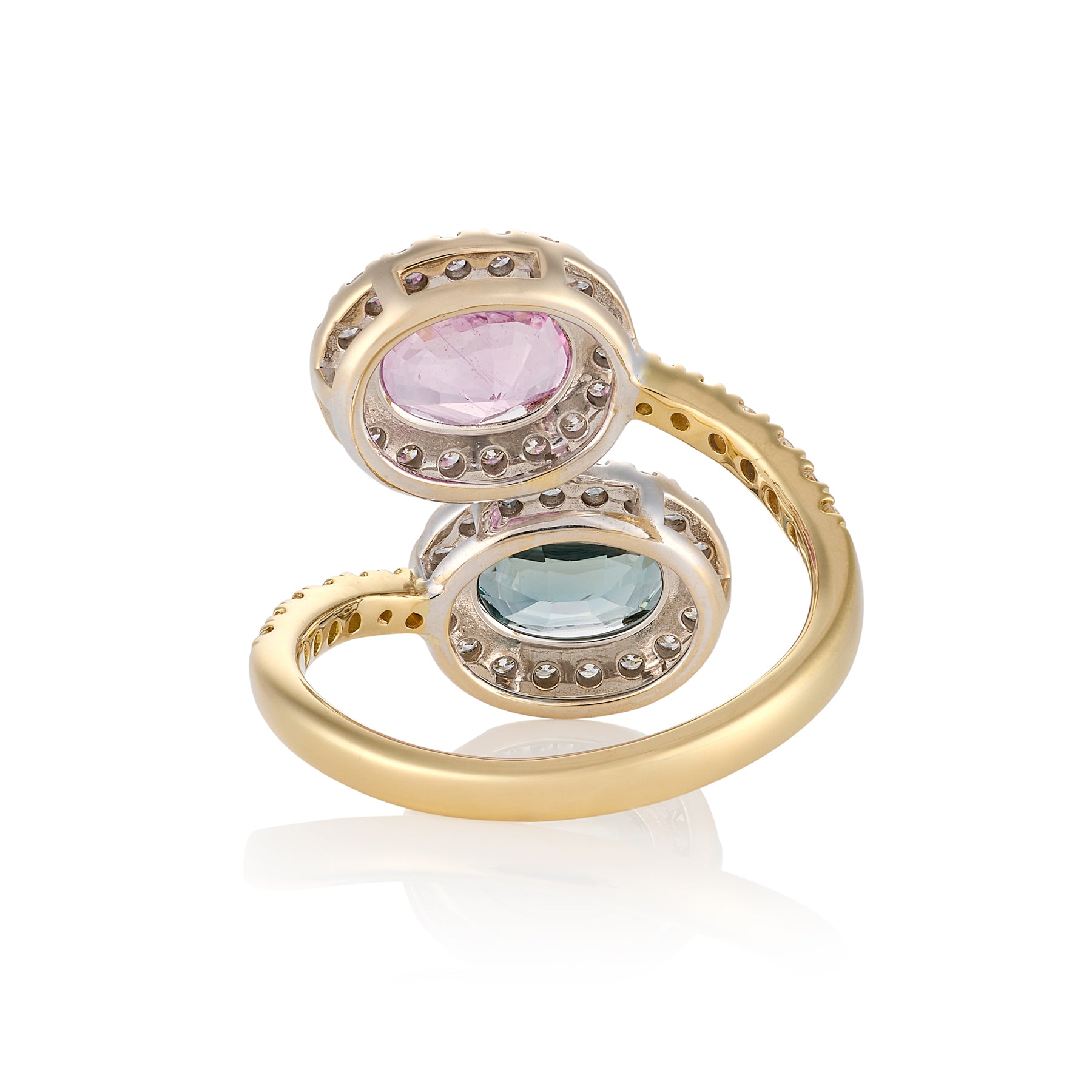 Pink & Teal Sapphire 'Toi et moi' Ring