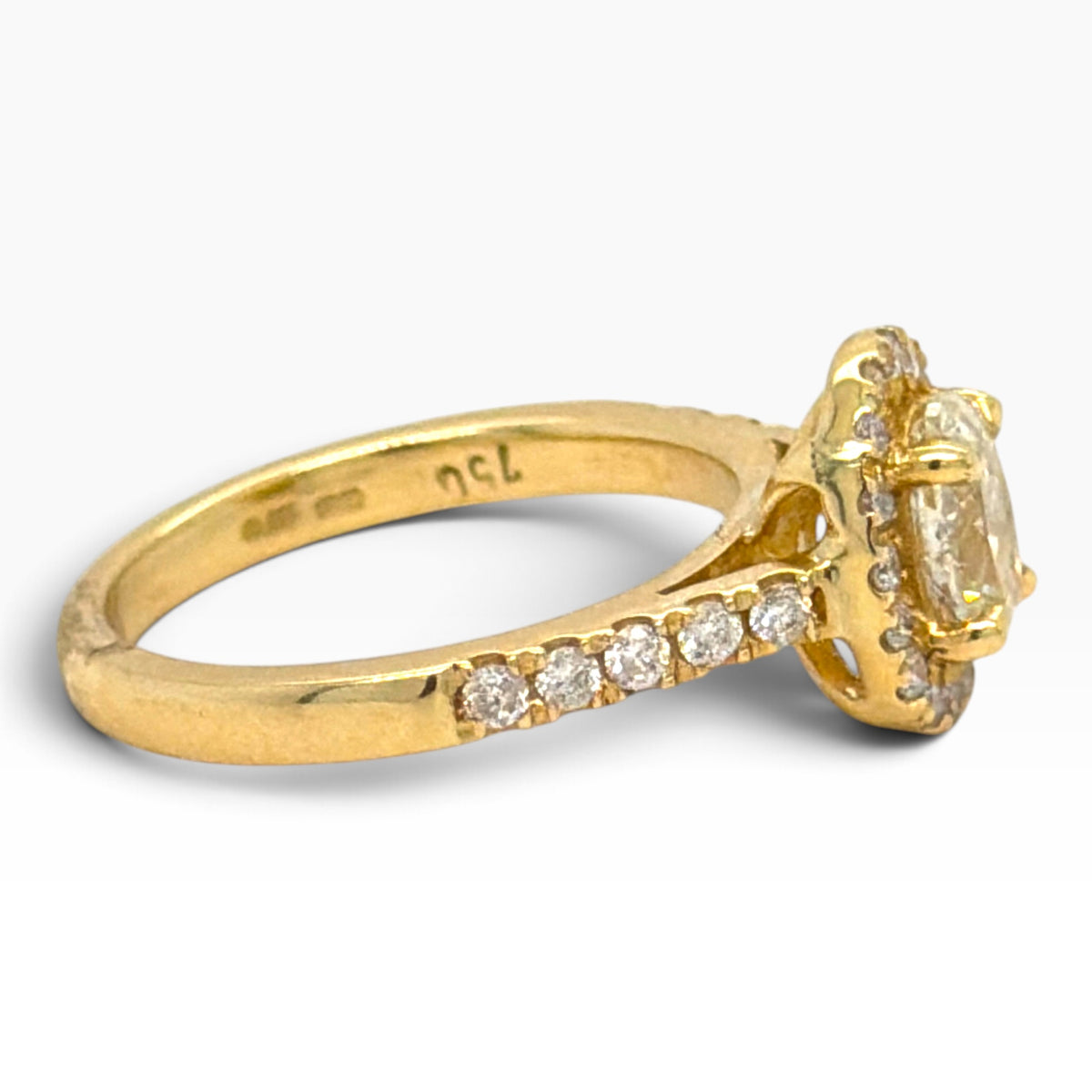 18ct Yellow Gold Diamond Halo Engagement Ring