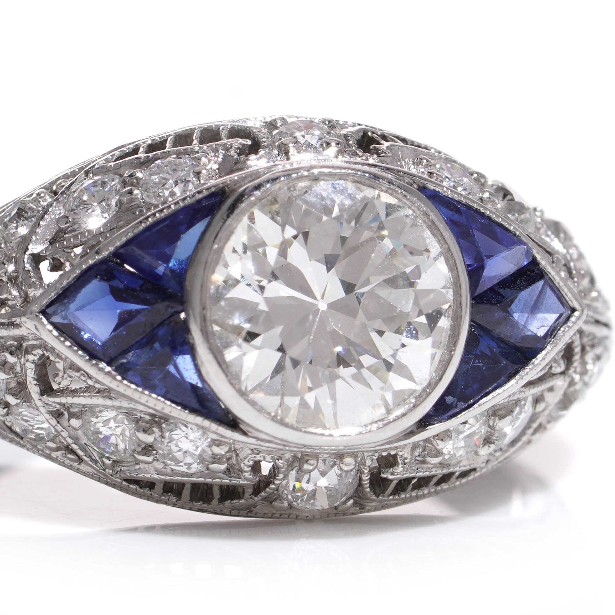 Edwardian Sapphire & Diamond Ring - Wildsmith Jewellery