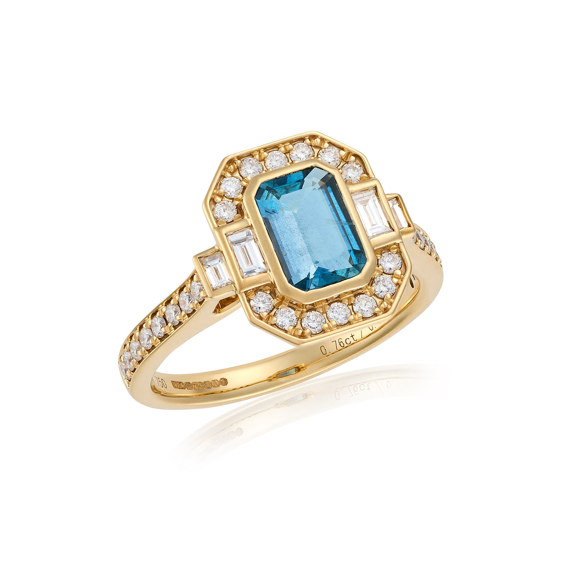Art Deco Style Aquamarine & Diamond Ring - Wildsmith Jewellery