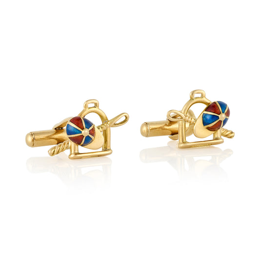 18ct Gold & Enamel Equestrian Cufflinks - Wildsmith Jewellery
