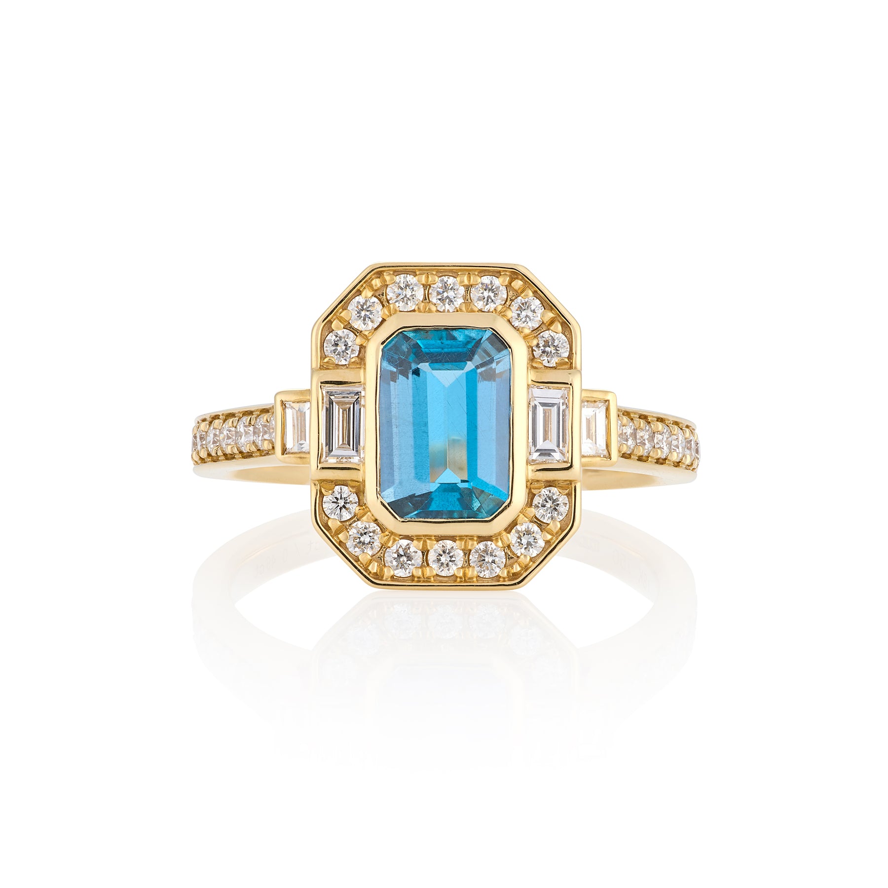 Art Deco Style Aquamarine & Diamond Ring - Wildsmith Jewellery