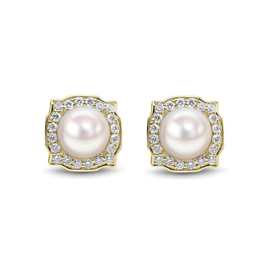 18ct Gold Akoya Pearl & Diamond 'Night and Day' Earrings