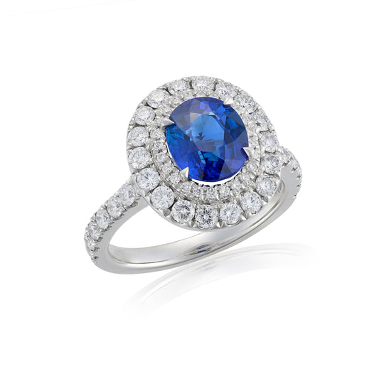 2.21ct Oval Sapphire & Diamond Cluster Ring - Wildsmith Jewellery