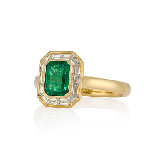 Art Deco Style Emerald & Diamond Ring