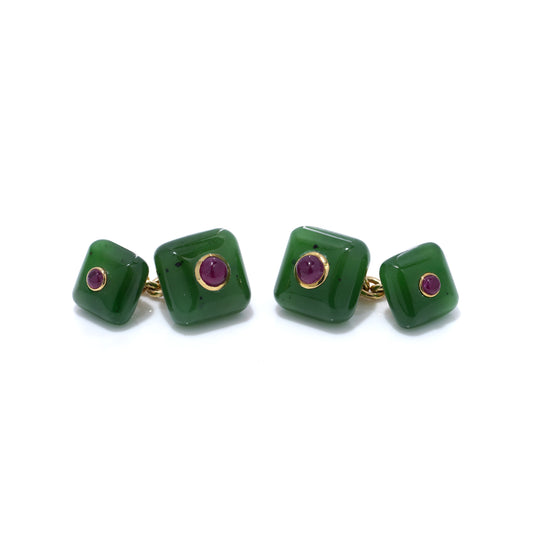 Ruby & Nephrite Jade Cufflinks