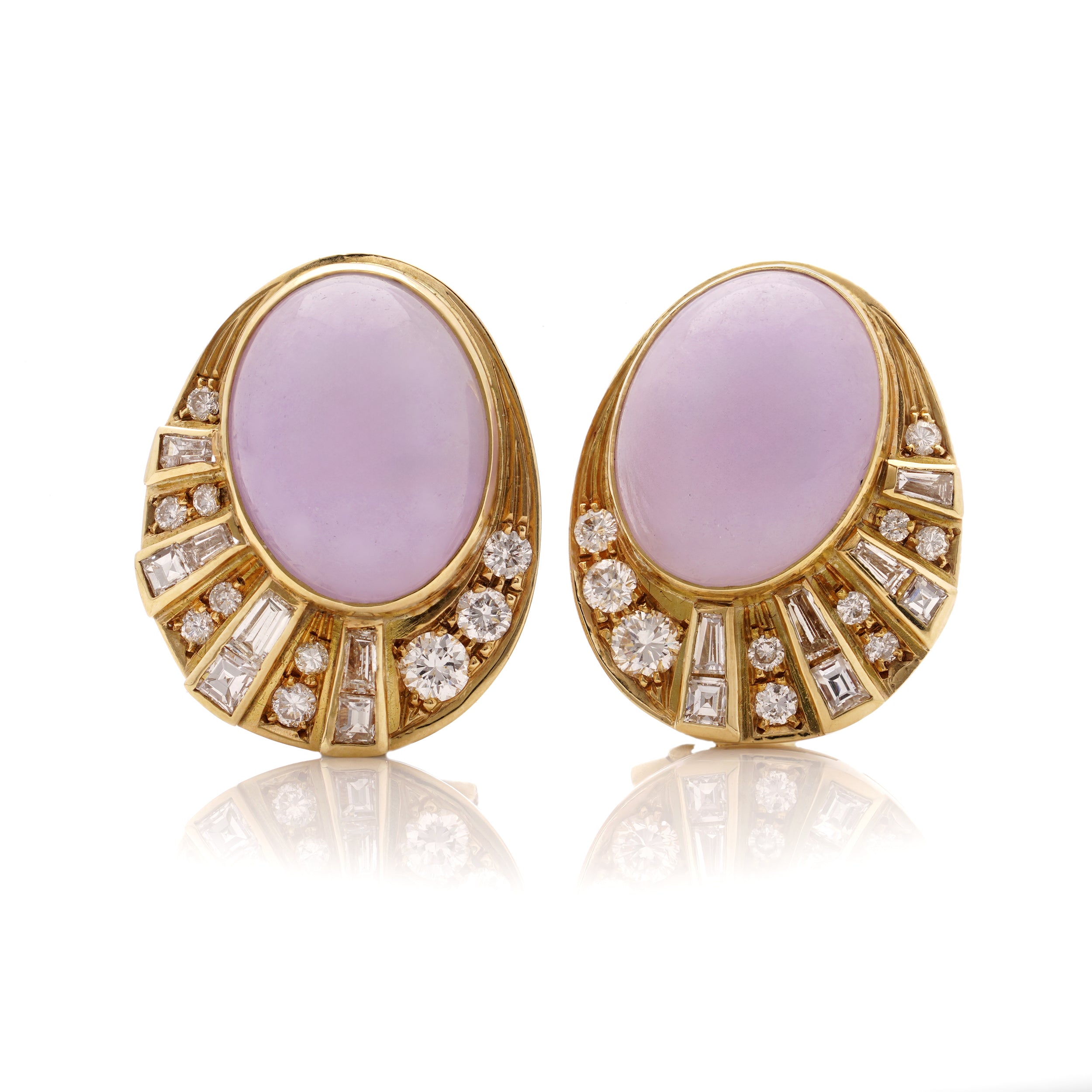 Natural Lavender Jade & Diamond Earrings - Wildsmith Jewellery