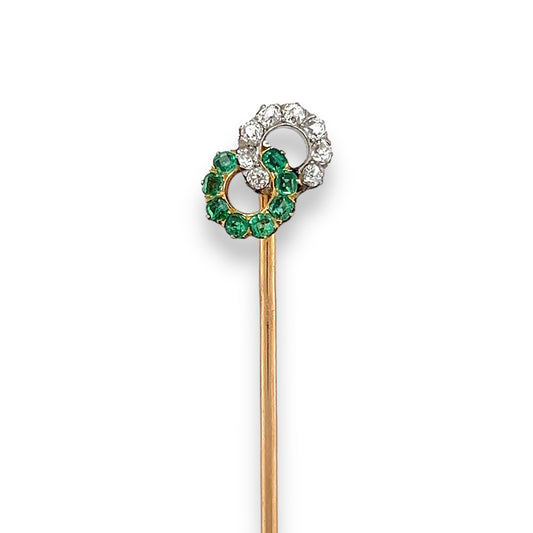Antique Emerald & Diamond Tie Pin by Lacloche - Wildsmith Jewellery