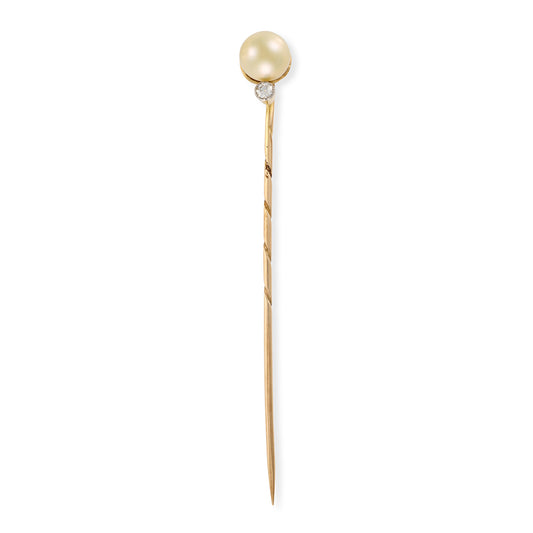 Saltwater Pearl & Diamond Stickpin